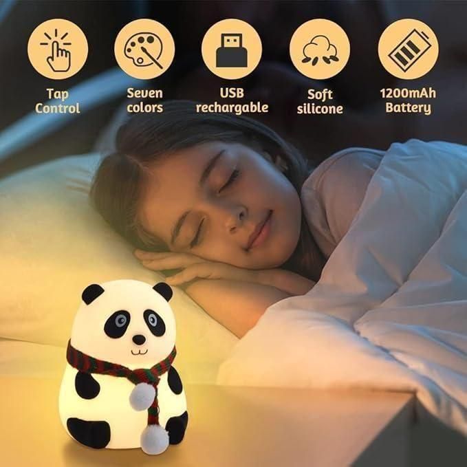 "Adorable Panda LED Night Light with Cozy Scarf – Cute Bedside Lamp for Kids & Adults"